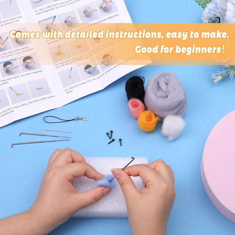 SOCNITC Felting Kits for Beginners, Animal Needle Felting Supplies Kits with Tools Foam Mat Felting Needles, Instructions, Wool Roving Doll Making Supplies for Beginners Adults - Image 5